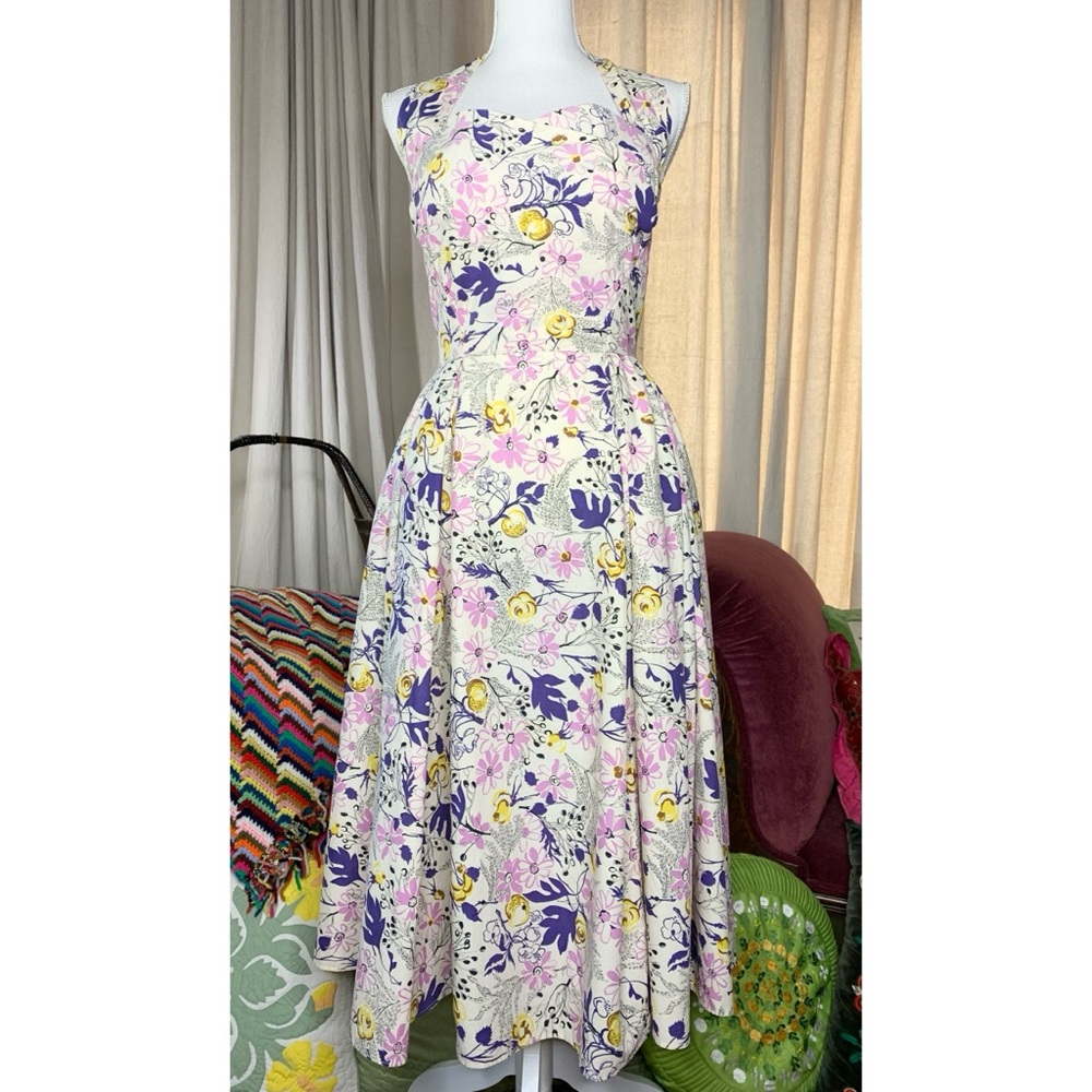 50s Novelty Print Halter Dress